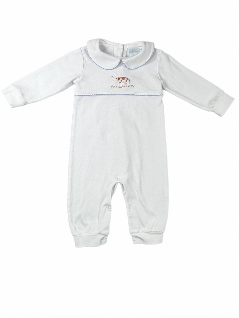LITTLE ENGLISH Baby Boy Cow Crochet Playsuit - 12 Months